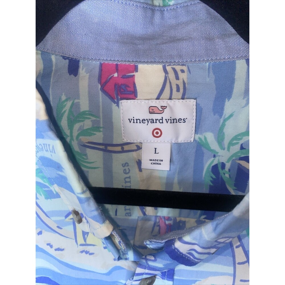 Vineyard Vines Island Tropical shirt Boat L Ocean Short Sleeve button - Picture 3 of 8